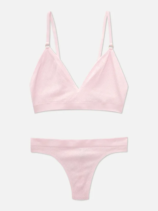 Seamless Triangle Bralette And Thong Set
