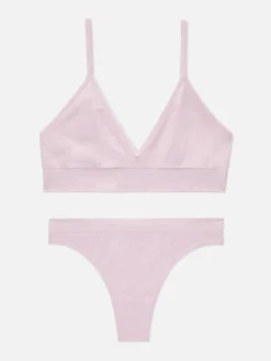 Seamless Triangle Bralette And Thong Set