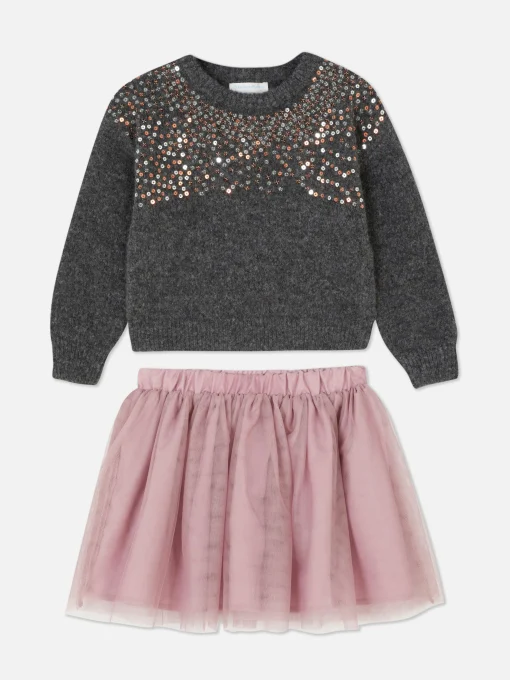 Sequin Jumper And Tulle Skirt Set