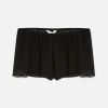 Sheer Mesh Lace Trim Pajama Shorts