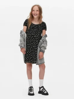 Shirred Floral Dress