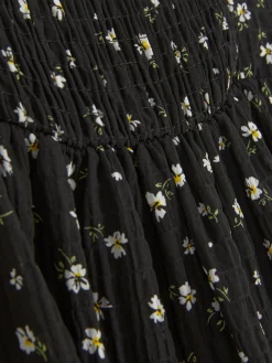 Shirred Floral Dress