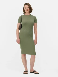 Short Sleeve Midi Sweater Dress
