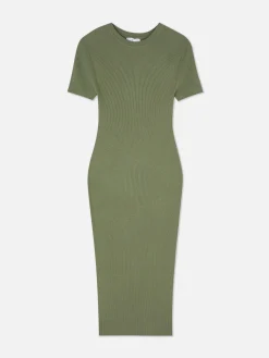 Short Sleeve Midi Sweater Dress