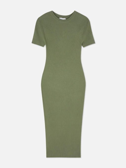 Short Sleeve Midi Sweater Dress