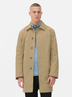 Single-Breasted Long Raincoat