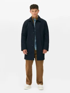 Single-Breasted Long Raincoat