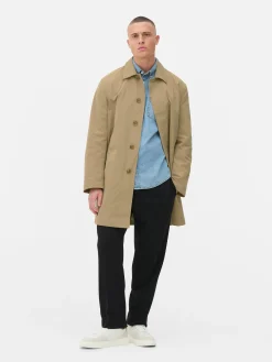 Single-Breasted Long Raincoat