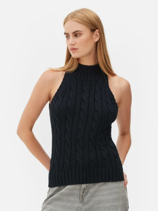 Sleeveless Cable Knit Tank