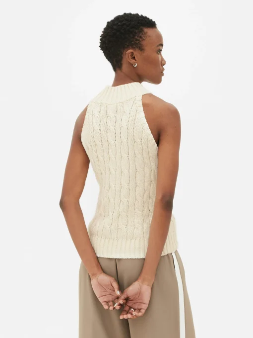 Sleeveless Cable Knit Tank