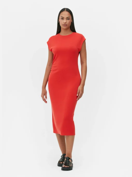 Sleeveless Ruched Midi Dress