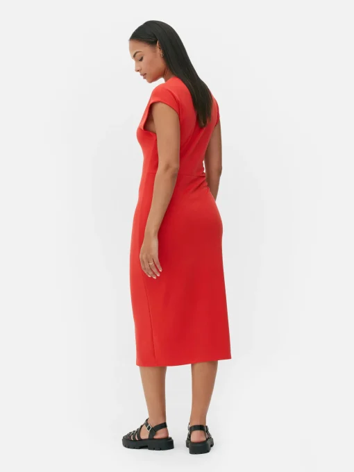 Sleeveless Ruched Midi Dress