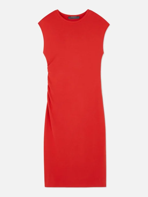 Sleeveless Ruched Midi Dress