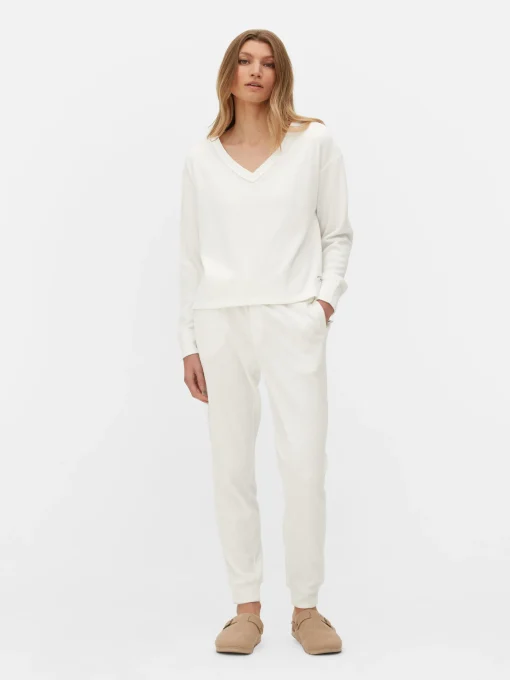 Slouchy V-Neck Long Sleeve Pajama Top