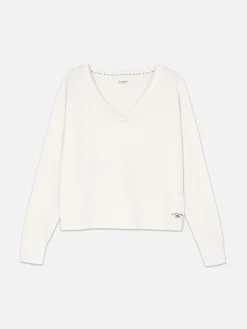 Slouchy V-Neck Long Sleeve Pajama Top