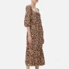 Square Neck Leopard Midi Dress