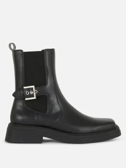 Square Toe Faux Leather Chelsea Boots