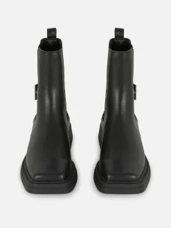 Square Toe Faux Leather Chelsea Boots