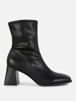 Square Toe Stretch Ankle Boots