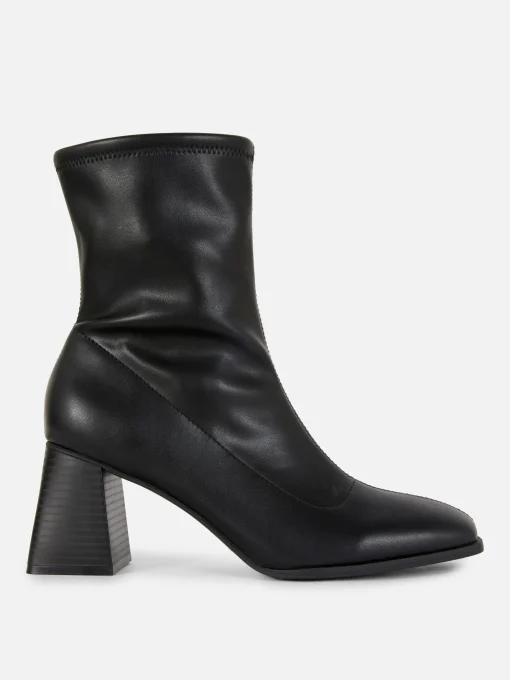Square Toe Stretch Ankle Boots