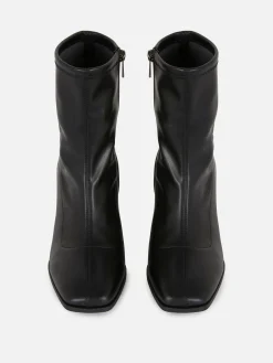 Square Toe Stretch Ankle Boots
