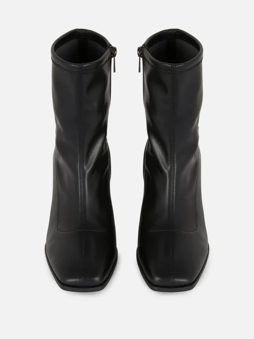 Square Toe Stretch Ankle Boots