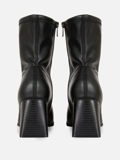 Square Toe Stretch Ankle Boots
