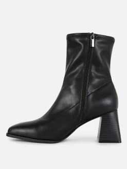 Square Toe Stretch Ankle Boots