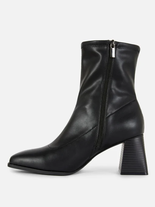 Square Toe Stretch Ankle Boots