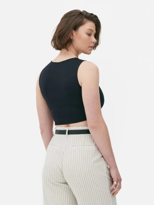 Stretch Cropped Racerback Tank