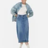 Stretch Denim Midi Skirt