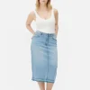 Stretch Denim Midi Skirt