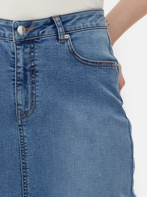 Stretch Denim Midi Skirt