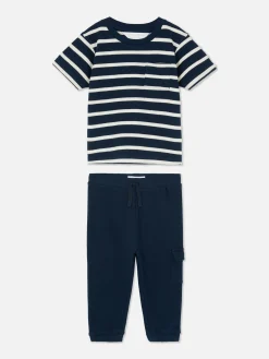 Stripe T-Shirt And Cuffed Joggers Set