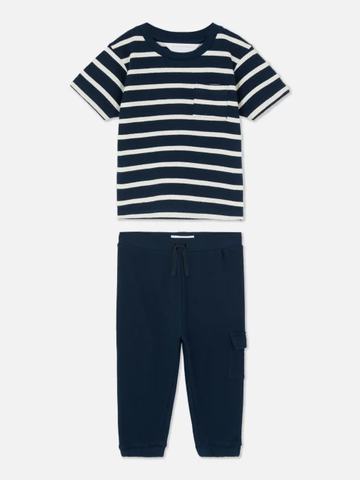 Stripe T-Shirt And Cuffed Joggers Set