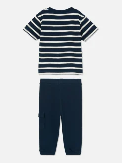 Stripe T-Shirt And Cuffed Joggers Set