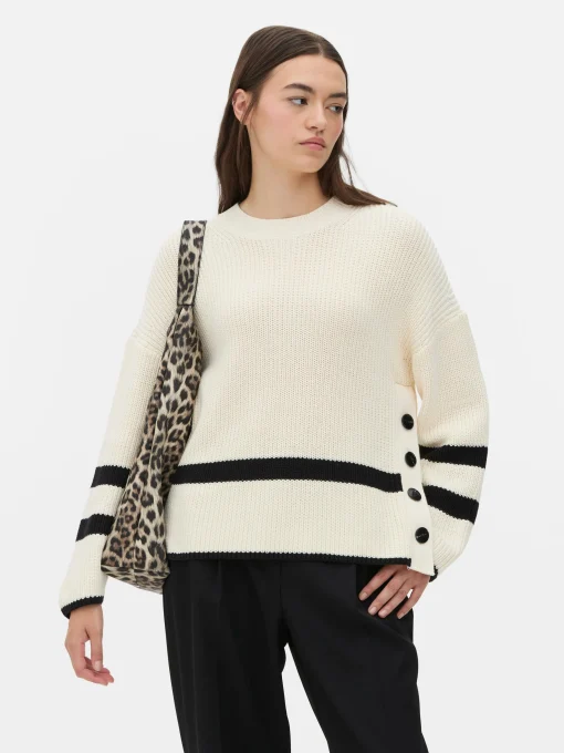 Striped Button Detail Sweater