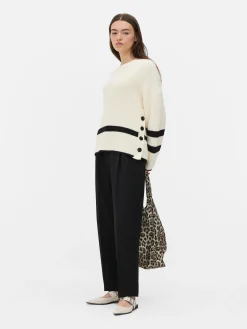Striped Button Detail Sweater