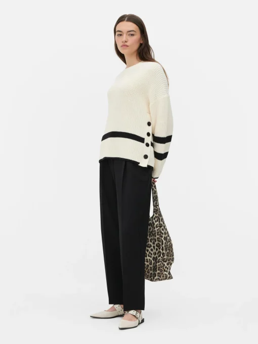 Striped Button Detail Sweater