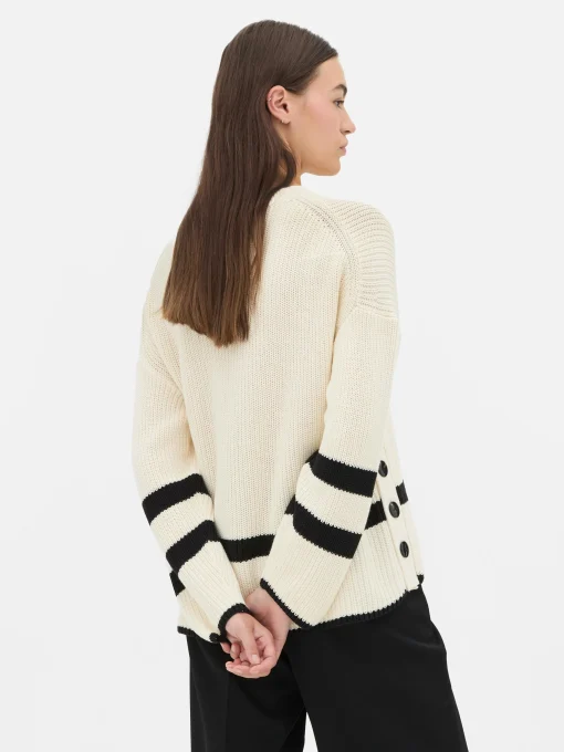Striped Button Detail Sweater