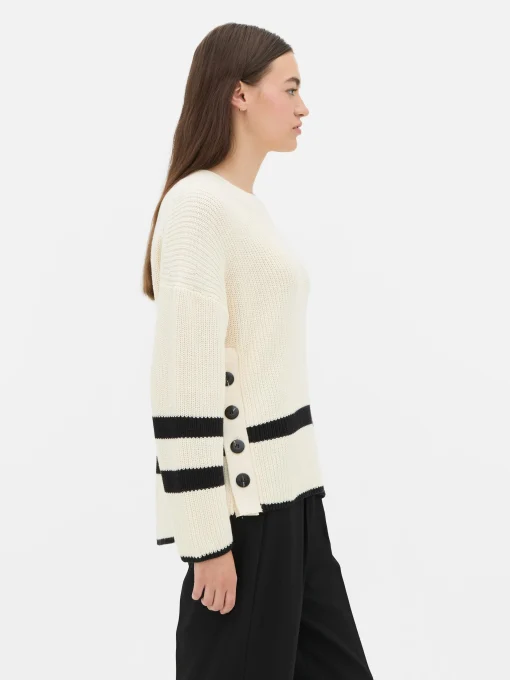 Striped Button Detail Sweater