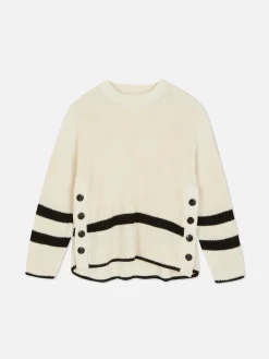 Striped Button Detail Sweater