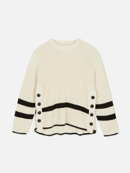 Striped Button Detail Sweater