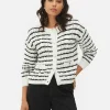 Striped Cable Knit Cardigan