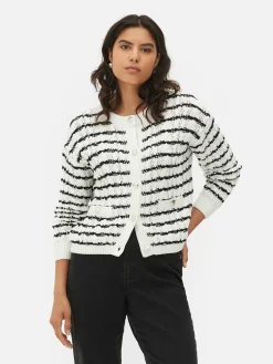 Striped Cable Knit Cardigan
