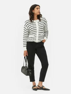 Striped Cable Knit Cardigan
