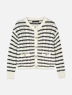 Striped Cable Knit Cardigan