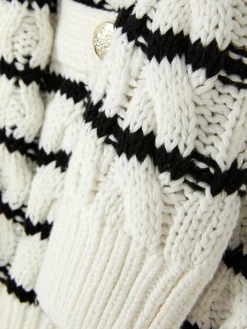 Striped Cable Knit Cardigan