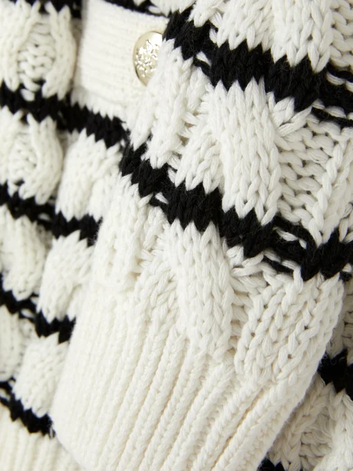 Striped Cable Knit Cardigan
