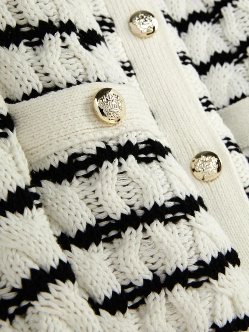 Striped Cable Knit Cardigan